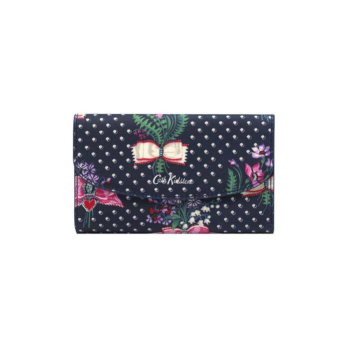Foldover Wallet Lillies Posey Navy