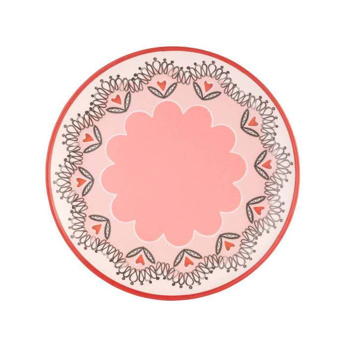 Set 4 Melamine Cereal Dinner Plate Cherry White 1