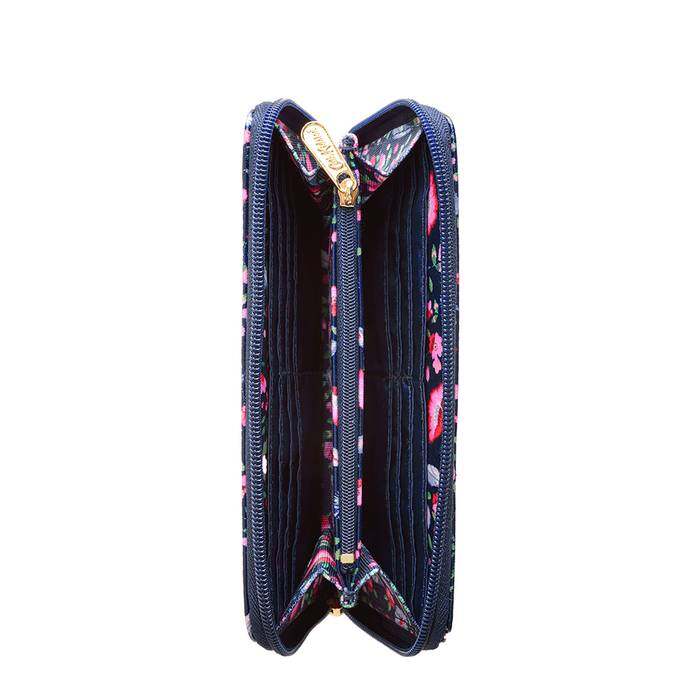 Female Continental Wallet Birds Navy 1