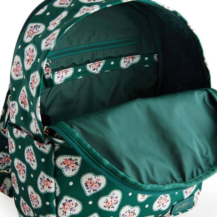 Female Compact Backpack Lace Hearts Green 1