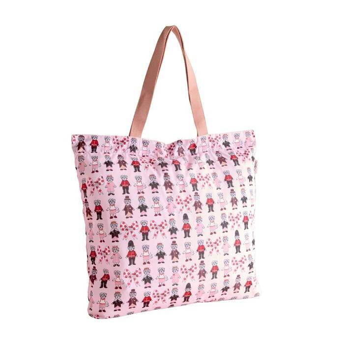Female Large Foldaway Tote London Dogs Pink