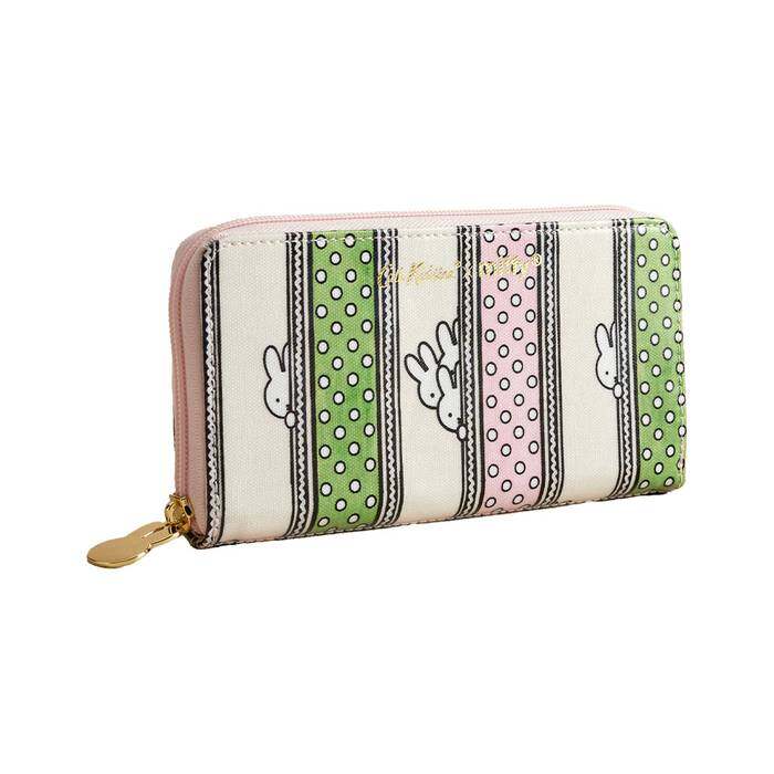 Female Continental Wallet Miffy Drawn Stripe Green
