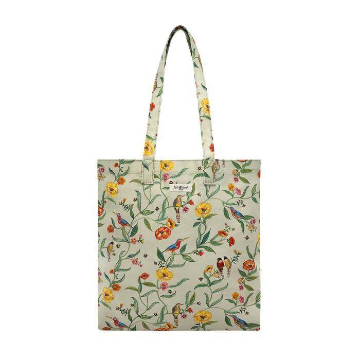 Cotton Bookbag Summer Birds Green