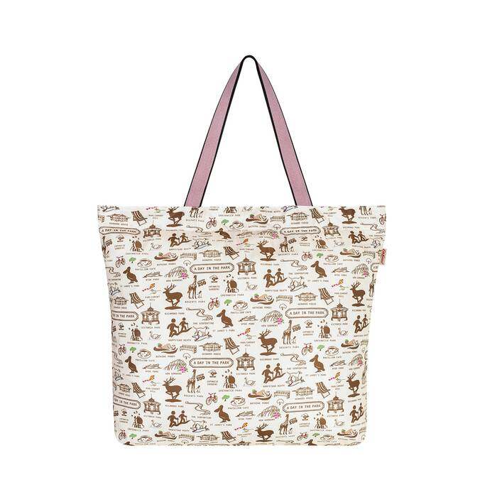 Large Foldaway Tote Small London Parks Warm Cream