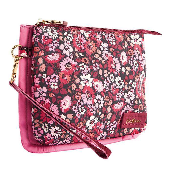 Female Double Pouch Archive Ditsy Berry Red