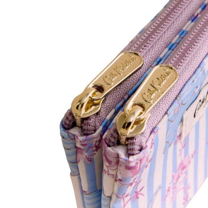 Female Double Zip Purse Nana the Elephant Blue 1