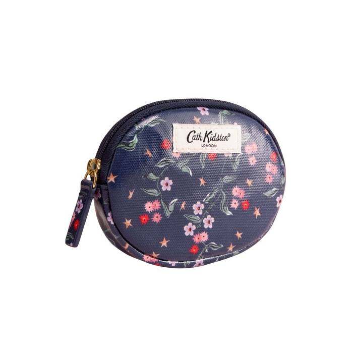 Female Oval Coin Purse Trailing Star Sprigs Navy