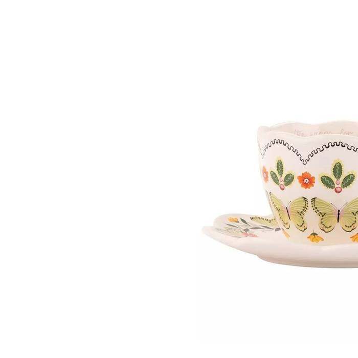 Set Tea Cup & Saucer Butterfly & Sentiment Gifting Multi-color 1