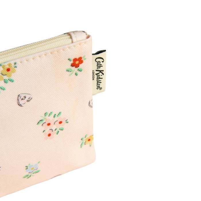 Female Zipped Purse Button Block Floral Cream 1