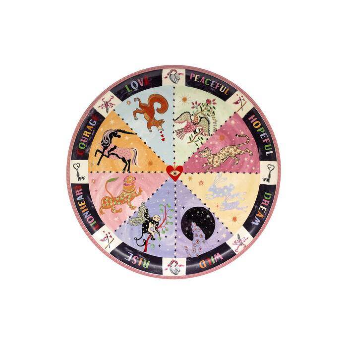 Round Platter Spirit Animals Pink