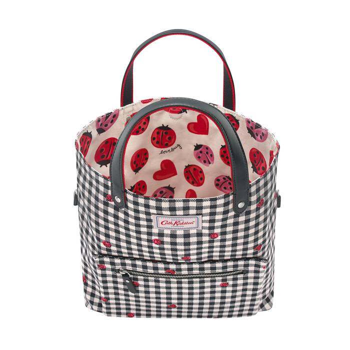 Reversible Cross Body Ladybug Gingham Stone Charcoal 1