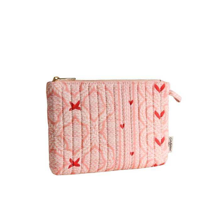 Female Quilt Pouch Knit Print Pink