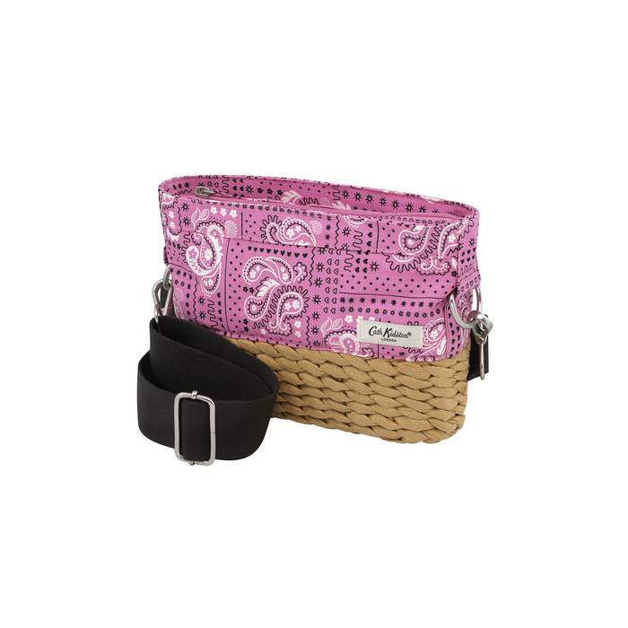 Basket Cross Body Bag Bandana Pink