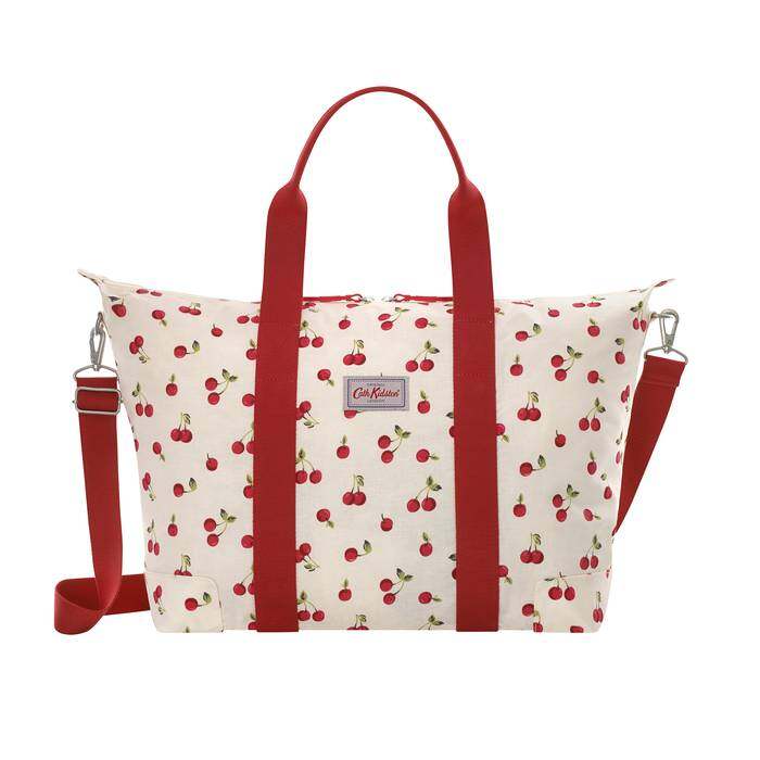 Foldaway Overnight Bag Cherries Ivory