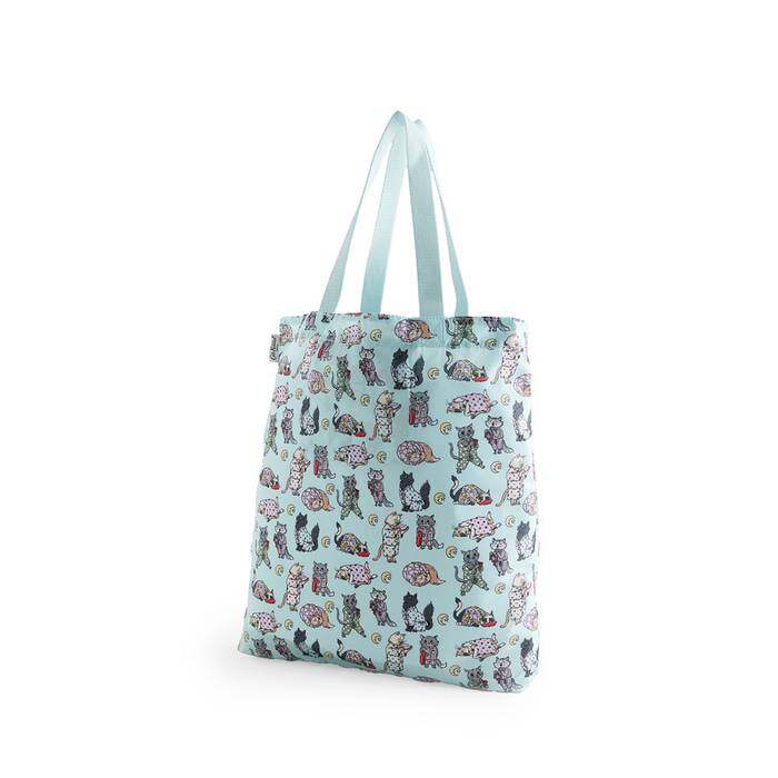 Female Foldaway Tote Cats Pyjamas Blue