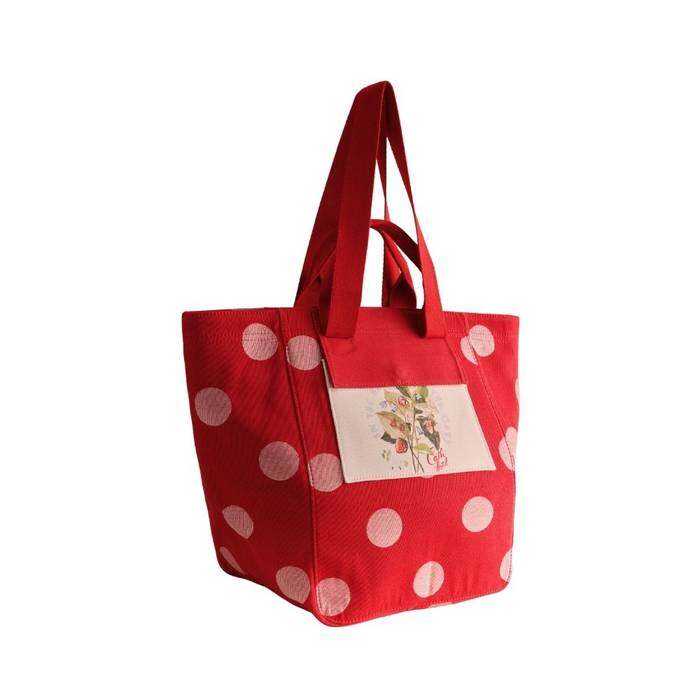 Female Large Market Tote Red Spot Red