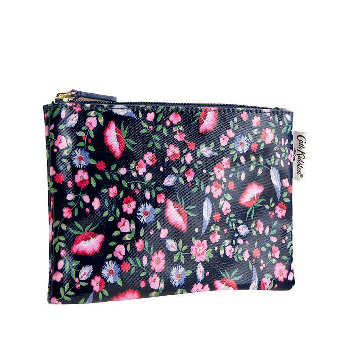 Female Zip Purse Feather Ditsy Navy