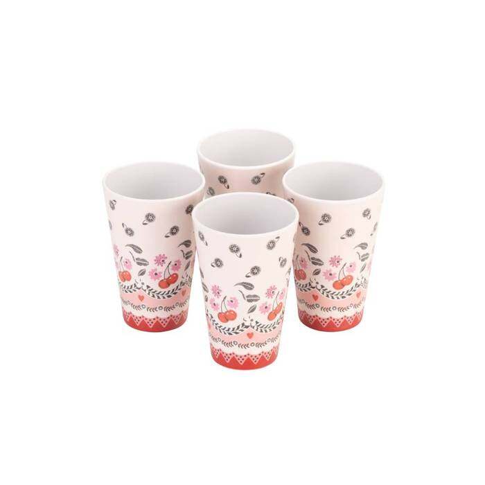 Set 4 Melamine Tumbler 245ML Cherry White 1
