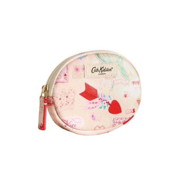 Female Oval Coin Purse Love Notes Cream
