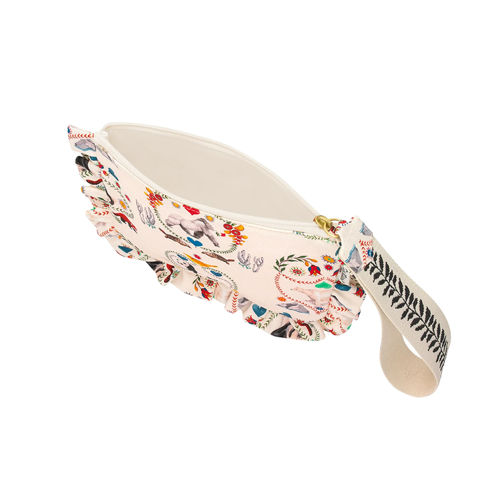 Cream Female Organic Cotton Frill Wristlet Pouch Save the Animals 1