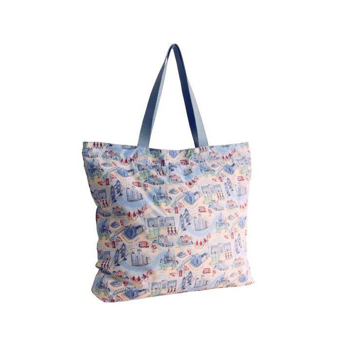 Female Large Foldaway Tote London Town Blue