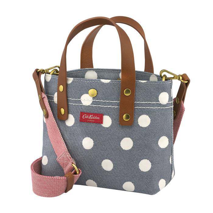 Brampton Mini Cross Body Button Spot Twill Navy 1