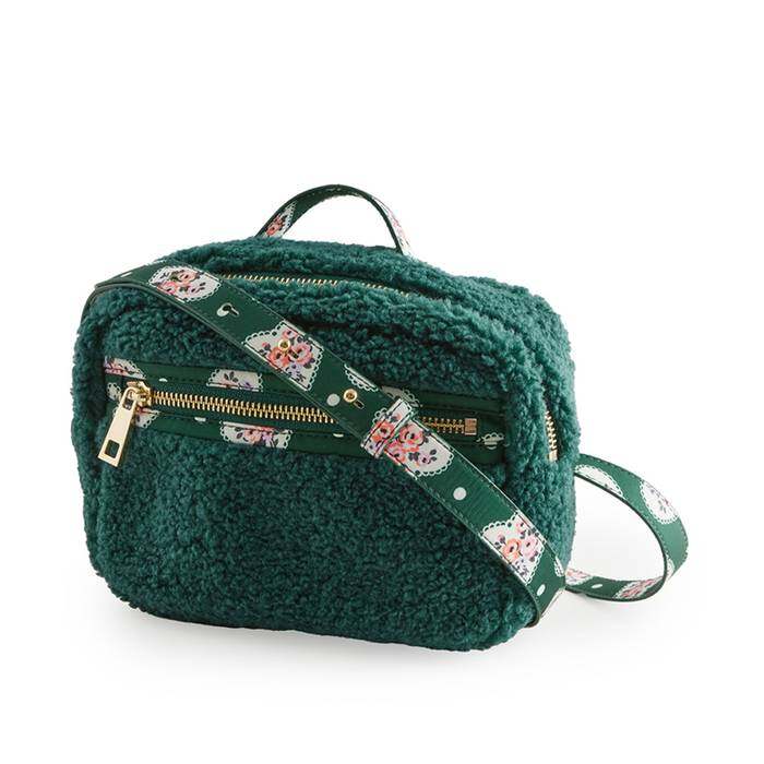 Female Borg Crossbody Lace Hearts Green
