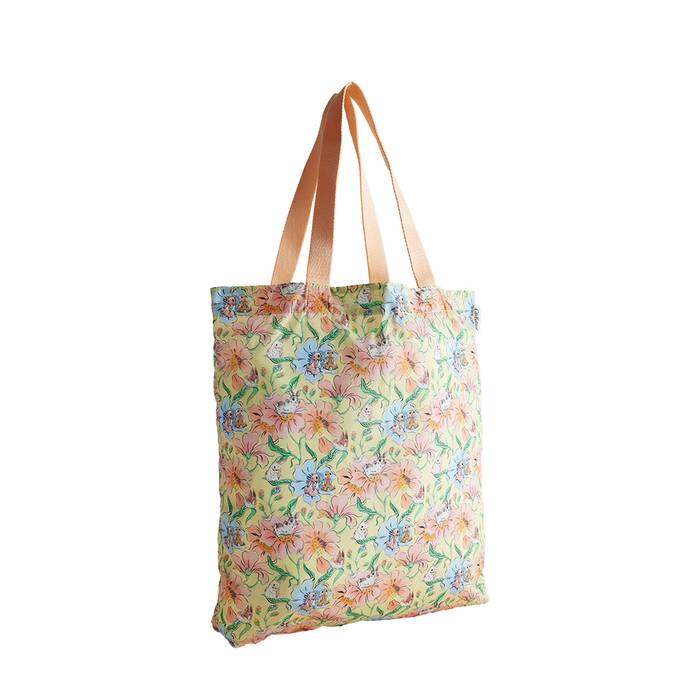 Female Foldaway Tote Bunnies Floral Yellow