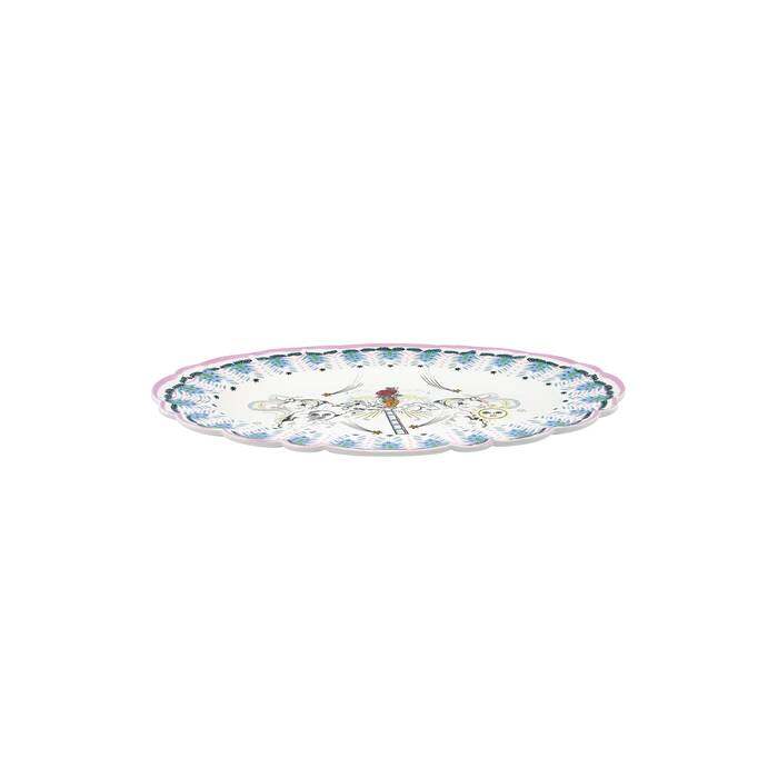 Celestial Oval Scallop Serving Platter Blue/Pink 1