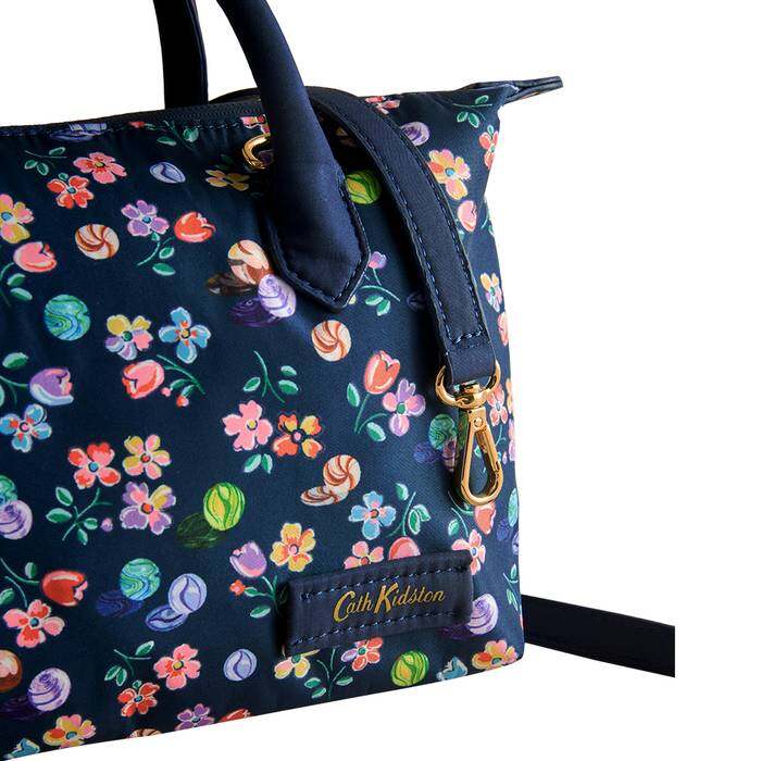 Female Mini Tote Crossbody Marble Ditsy Navy 1