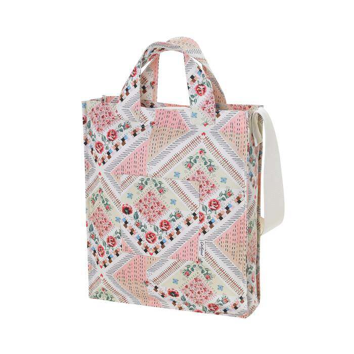 Organic Cotton Tall Tote Patchwork Cream/Pink 1