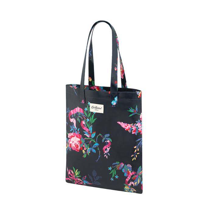 MFS Shiny Bookbag New Birds and Roses Navy 1