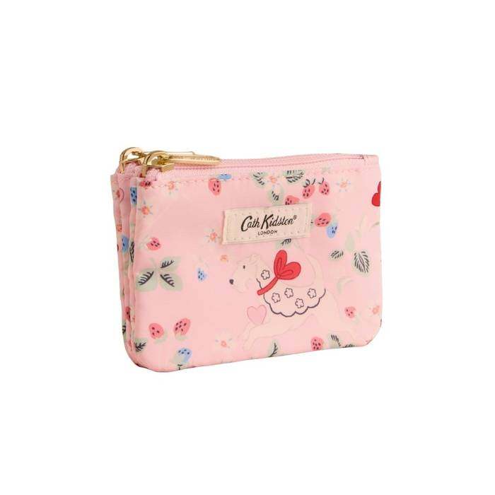 Female Double Zip Purse Puppy Floral Pink