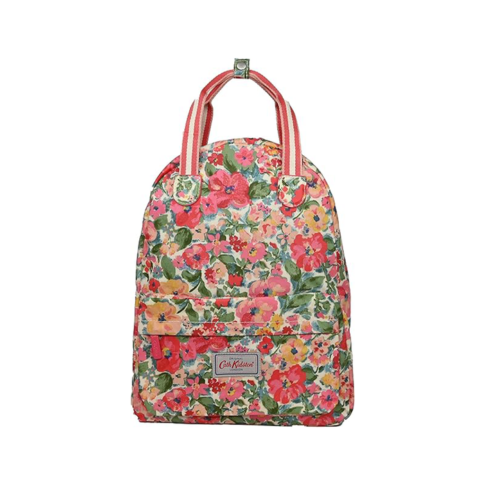 Warm Cream Female Backpack w/Hanging Loop Small Painted Bloom