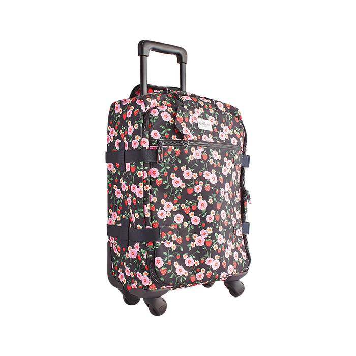 Suitcase Wheels Strawberry Black