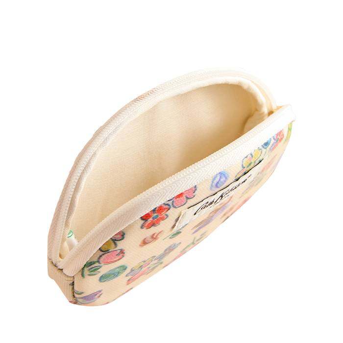 Female Oval Coin Purse Marble Ditsy Ecru 1