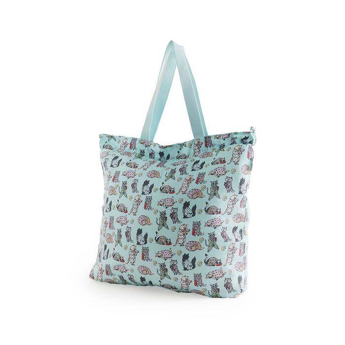 Female Large Foldaway Tote Cats Pyjamas Blue