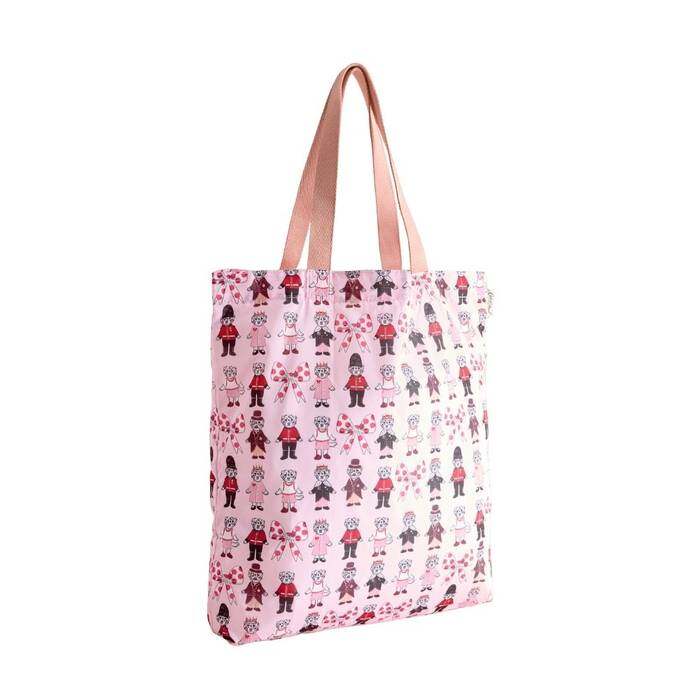 Female Foldaway Tote London Dogs Pink