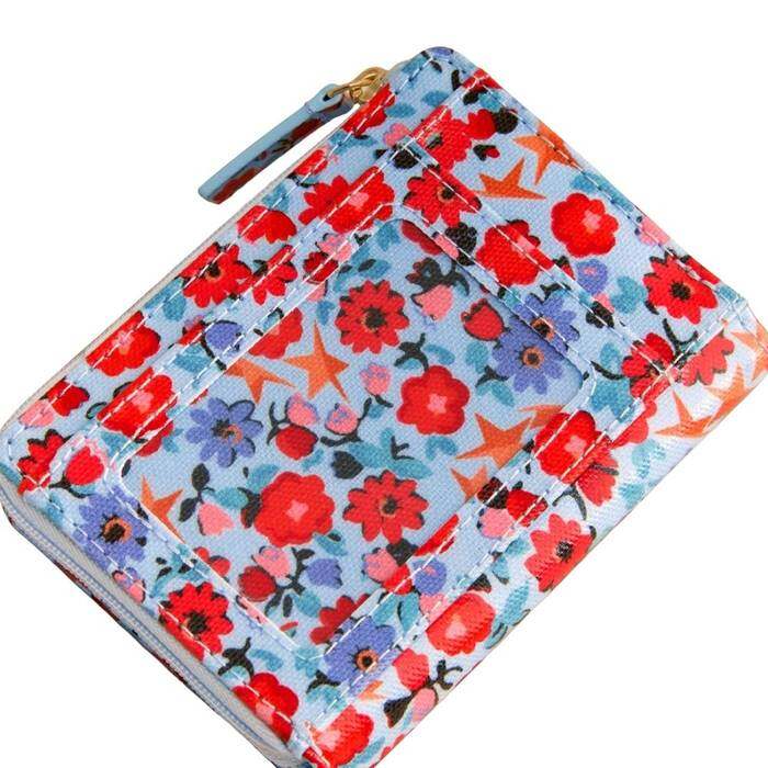 Female Slim Pocket Purse Folding Star Ditsy Blue 1