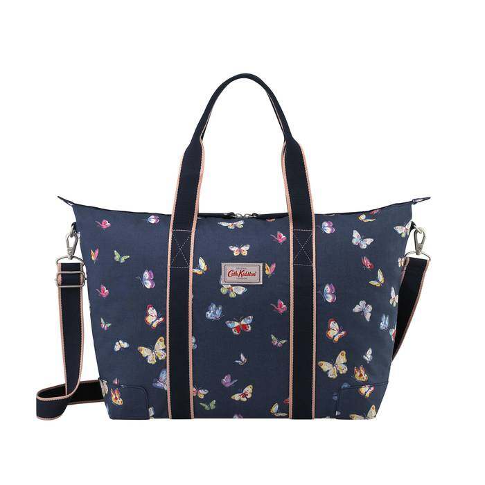 Foldaway Overnight Bag Butterflies Navy