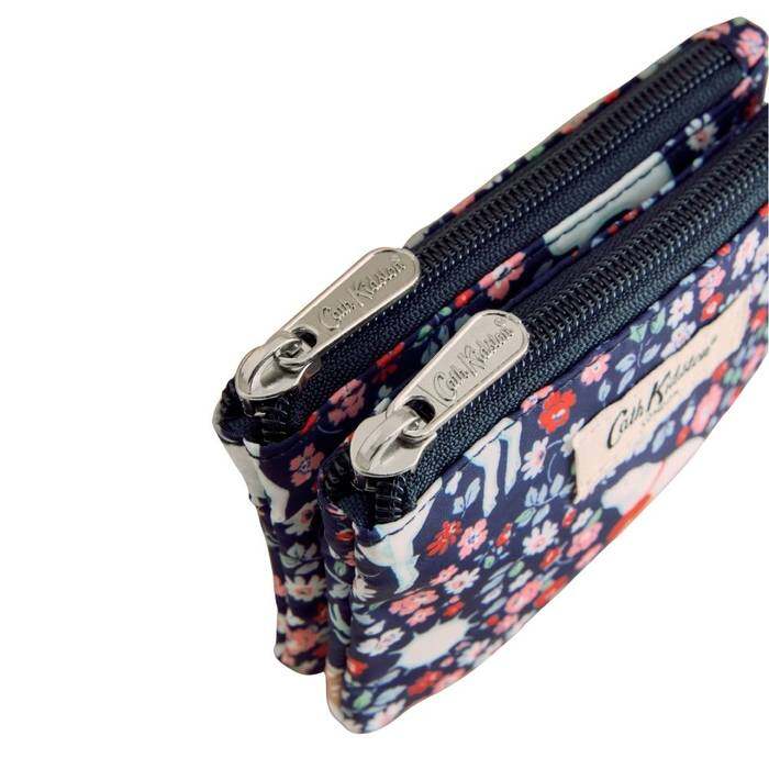 Female Double Zip Purse Polar Ditsy Navy 1