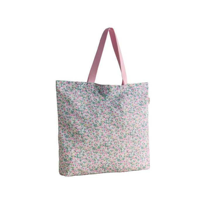 Female Large Foldaway Tote Tennis Ditsy Green