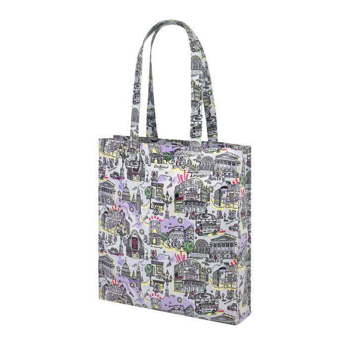 Shiny Bookbag with Gusset London  Lilac/Grey 0