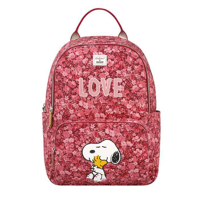 Snoopy Pocket Backpack Snoopy Love Paper Ditsy PL04 Berry Red