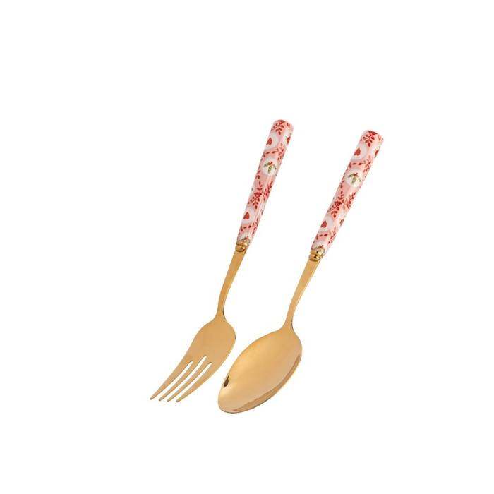 Set Fork & Spoon Serving Utensils Holly Spots Multi-color 1