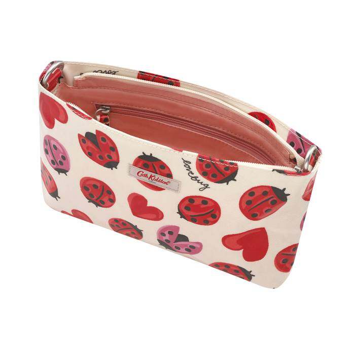 Small Zipped Cross Body Lovebugs Warm Cream 1