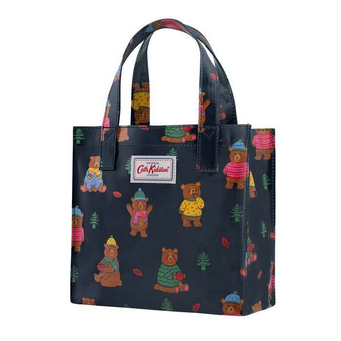Small Bookbag  Woodland Bear Navy 1