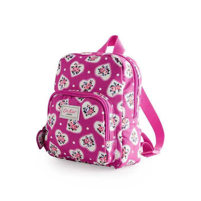 Kids Girl Mini Backpack Lace Hearts Pink