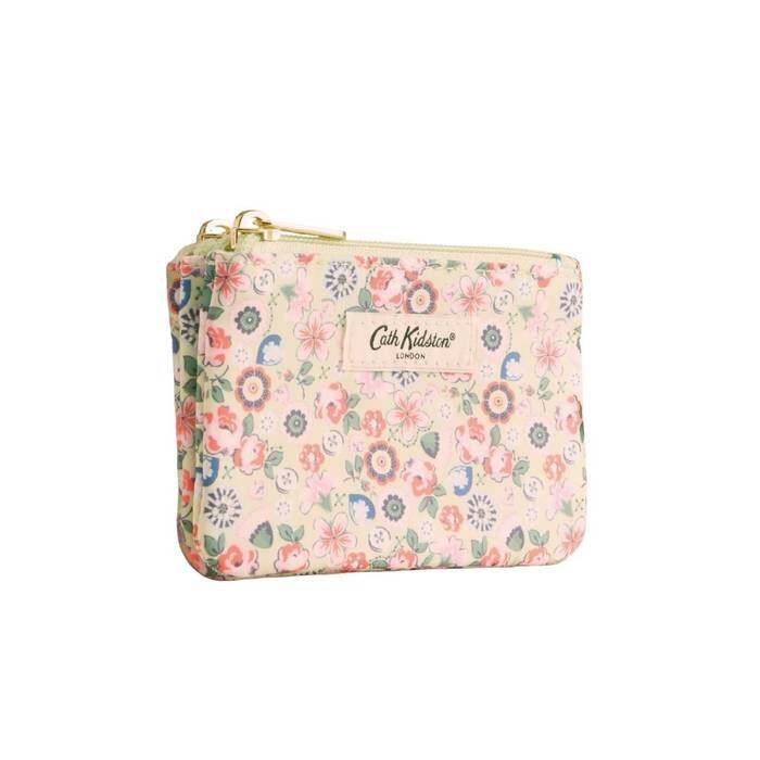 Female Double Zip Purse Pearly Queen Ditsy Yellow