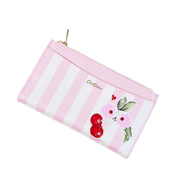 Female Travel Wallet Cherry Stripe Pink